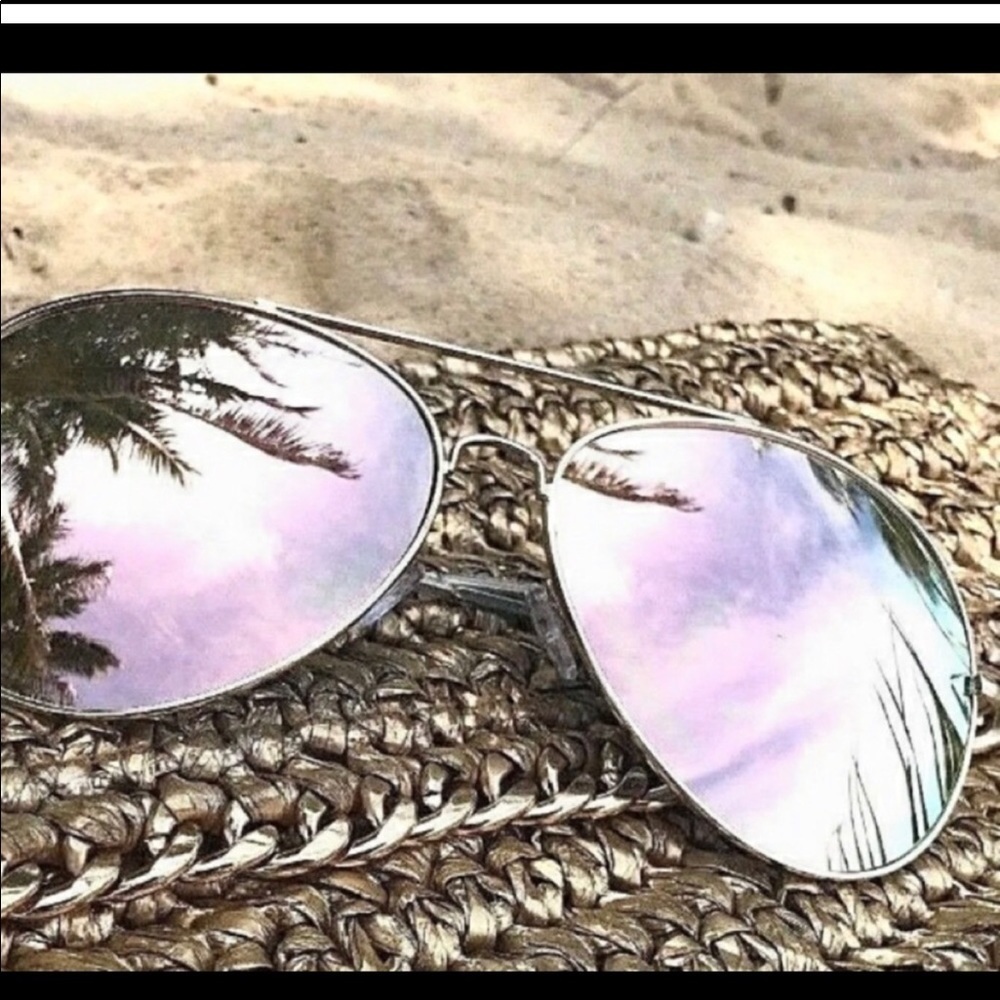 COPY - Aviator Pink oversized mirrored sunglasses new - Picture 2 of 5